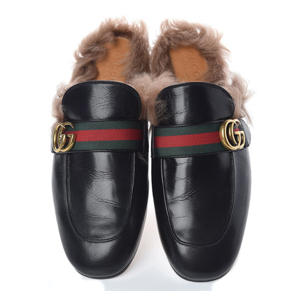 Gucci Goatskin Fur Web GG Mens Princetown Slippers 9 Cocoa 5 of 11