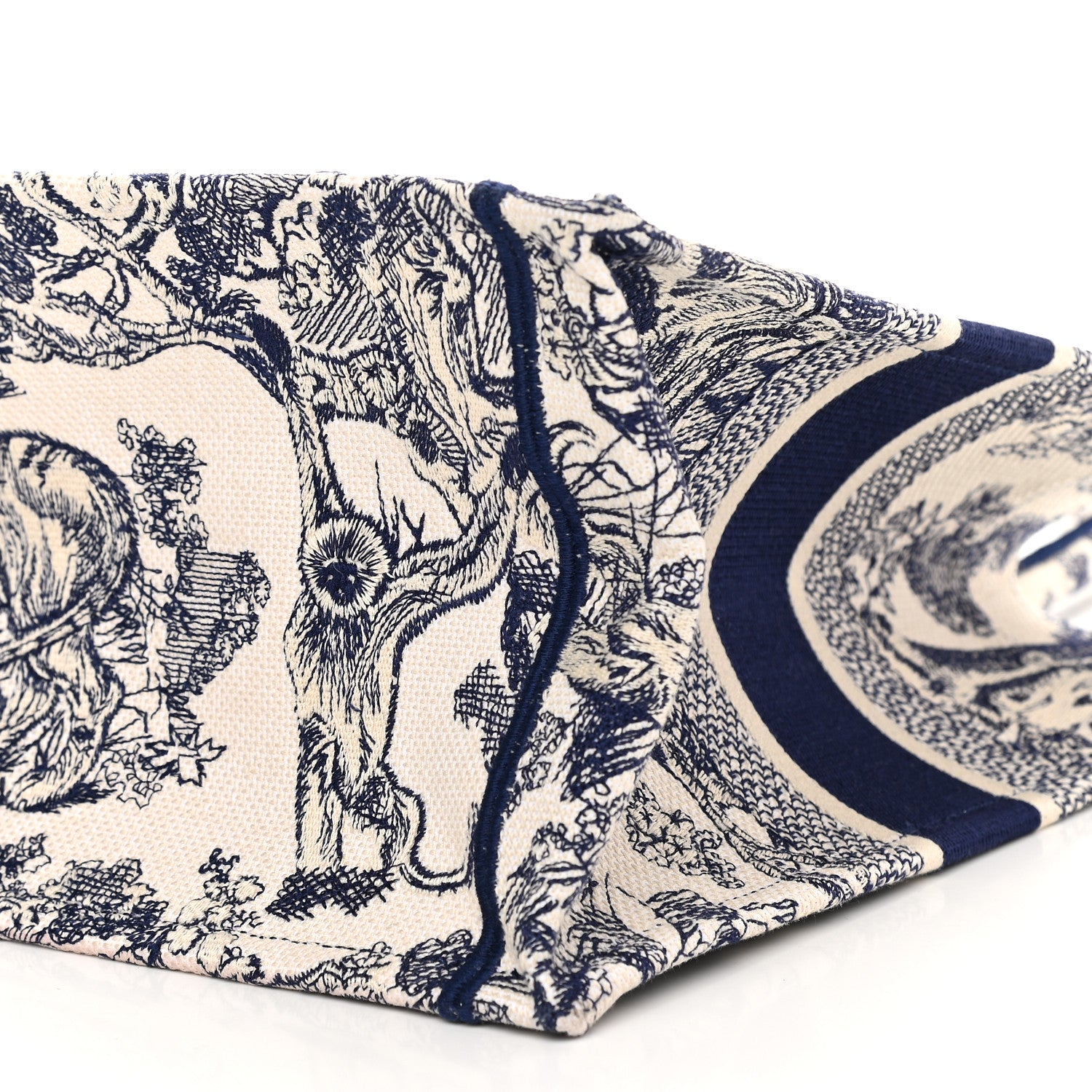 Christian Dior Canvas Embroidered Medium Dioriviera Toile De Jouy Book Tote Blue 10 of 10