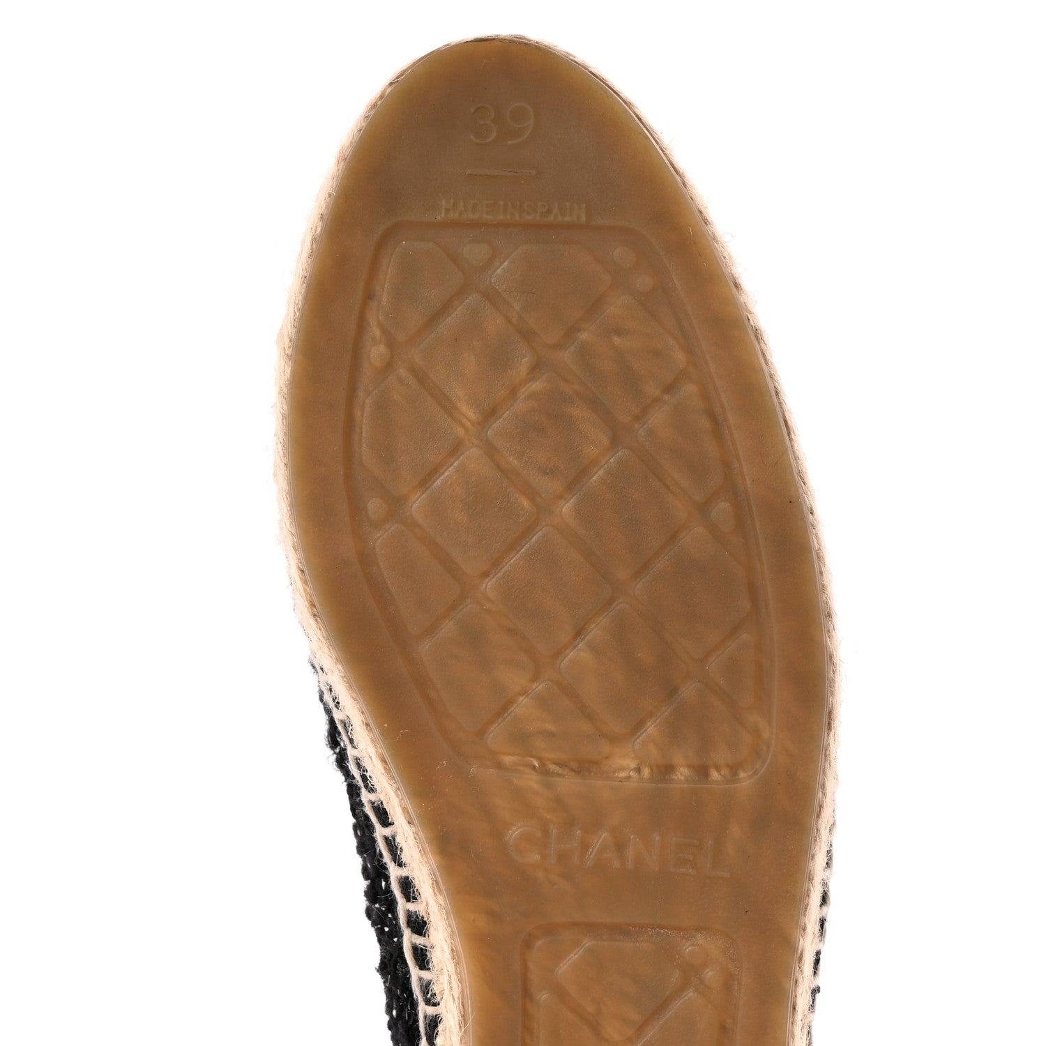 Chanel Metallic Lambskin Tweed CC Espadrilles 39 Black Silver 6 of 10