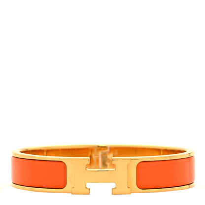 Hermes Enamel Narrow Clic Clac H Bracelet PM Orange 1 of 5