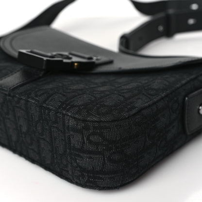 Christian Dior Oblique Jacquard Grained Calfskin Saddle Pouch With Strap Black 10 of 11