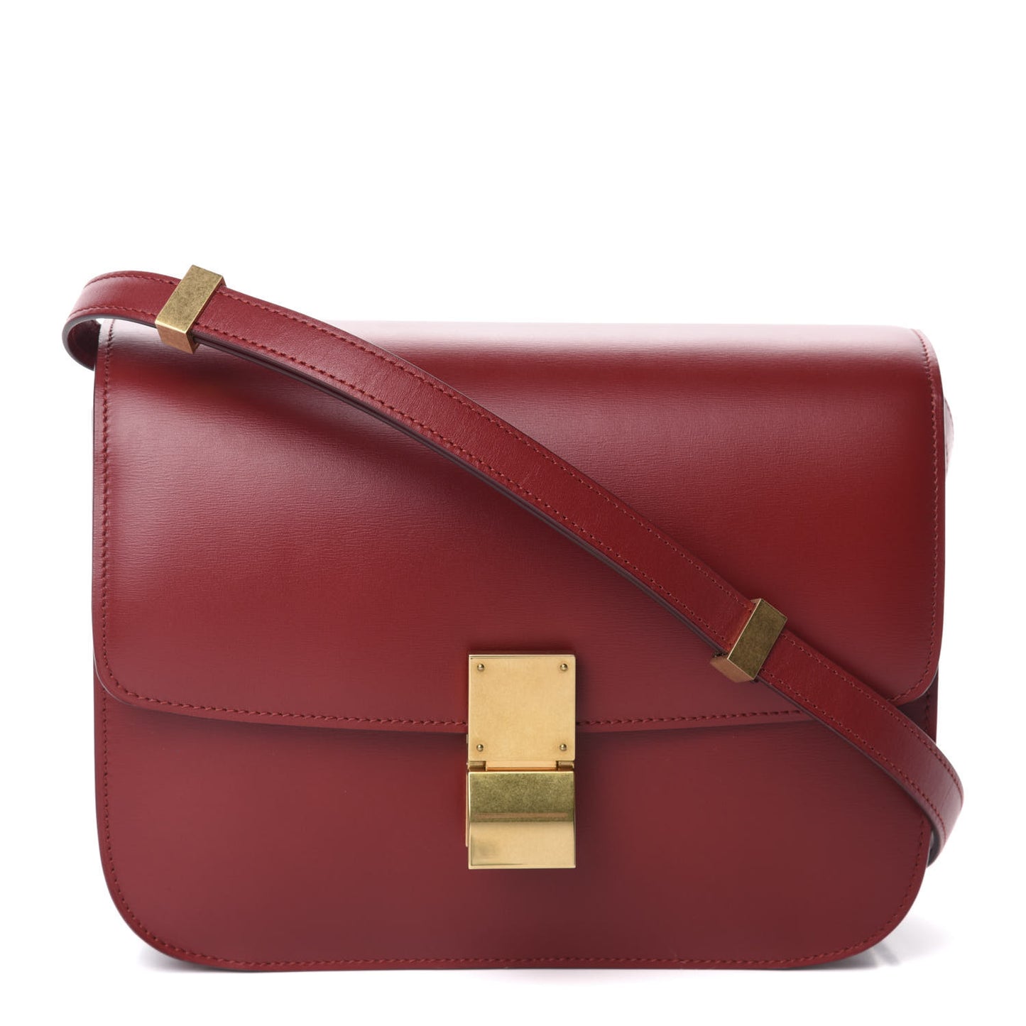 Box Calfskin Medium Classic Box Flap Bag Red