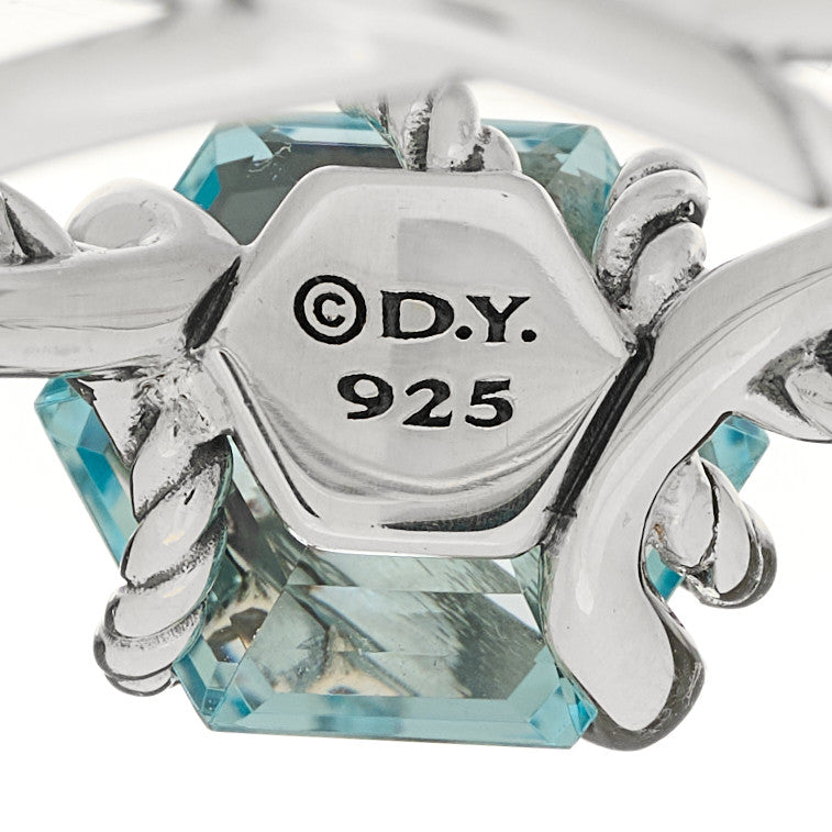 David Yurman Sterling Silver Diamond Blue Topaz 10mm Cable Wrap Ring 57 8 5 of 5