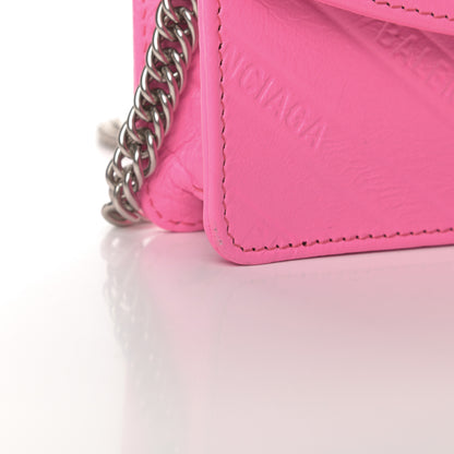 Balenciaga Shiny Goatskin Logo Embossed BB Wallet On Chain Acid Pink 11 of 11