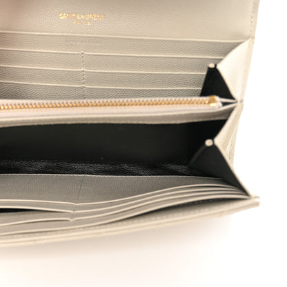 Saint Laurent Grain De Poudre Matelasse Chevron Monogram Flap Wallet Crema Soft 5 of 16