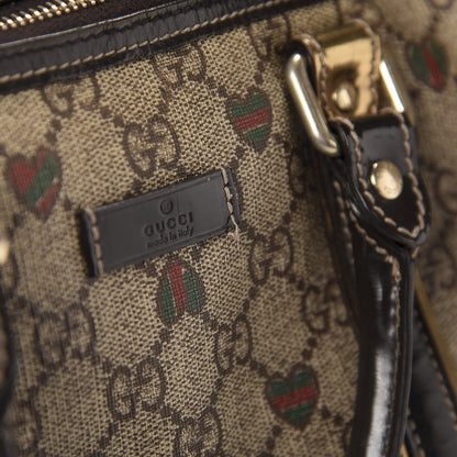 Gucci GG Plus Monogram Hearts Medium Joy Boston Dark Brown 10 of 14