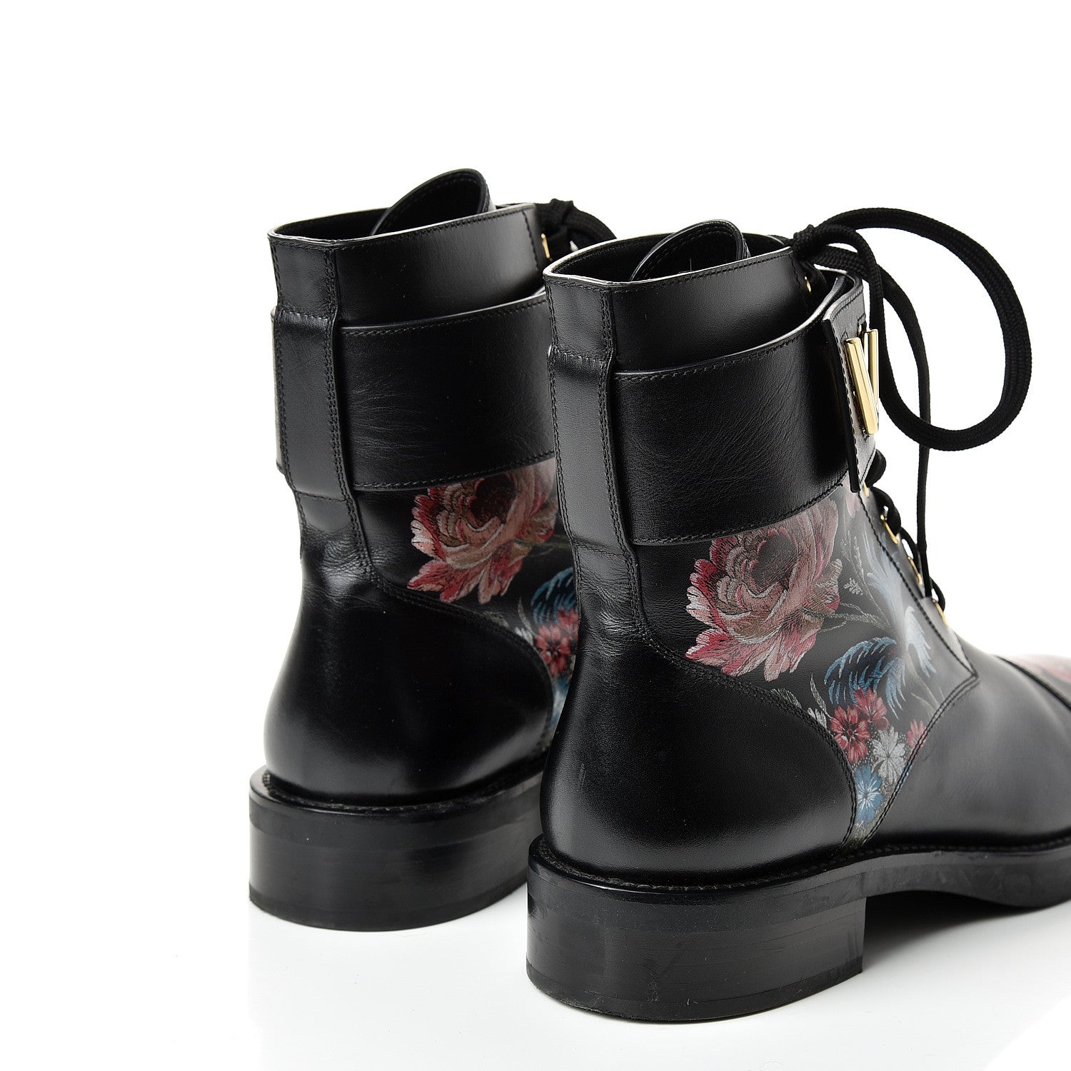 Louis Vuitton Calfskin Wonderland Ranger Flowers Boots 39.5 Black 4 of 9