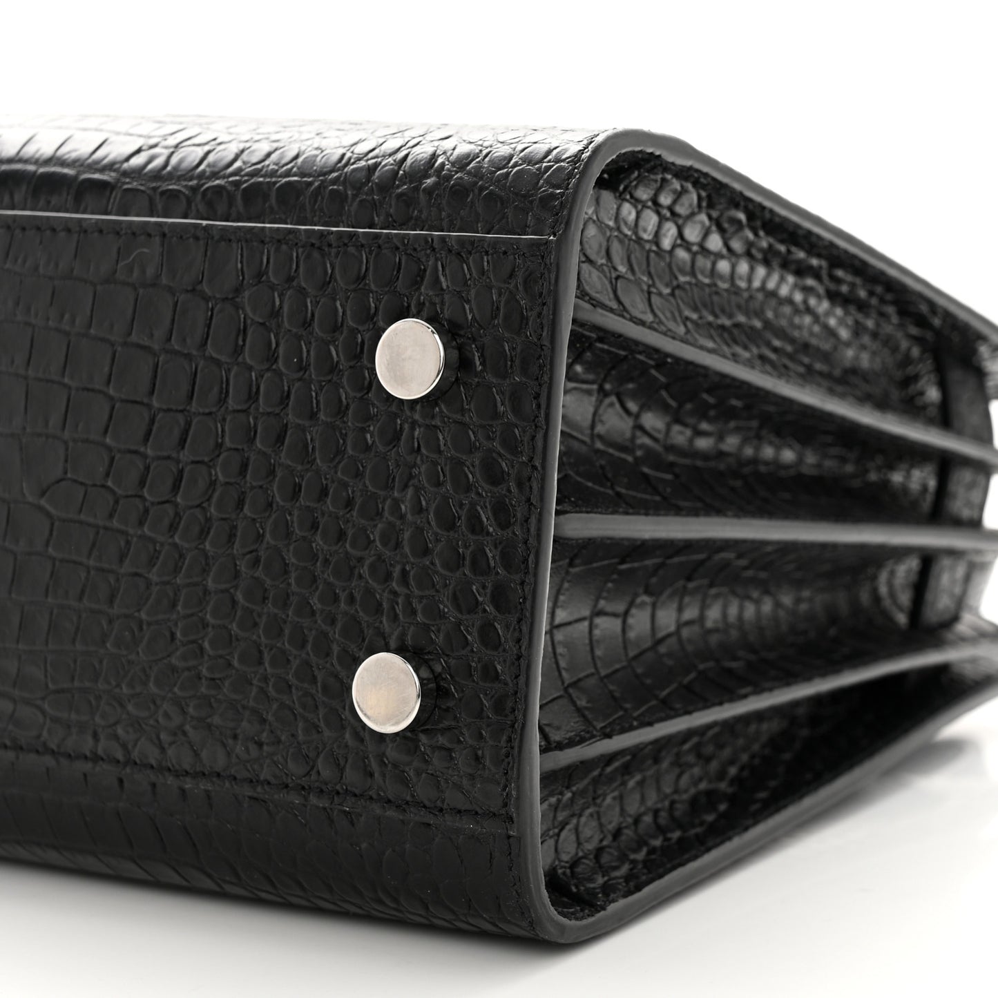 Calfskin Crocodile Embossed Baby Sac De Jour Black
