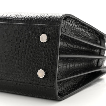 Saint Laurent Calfskin Crocodile Embossed Baby Sac De Jour Black 12 of 15