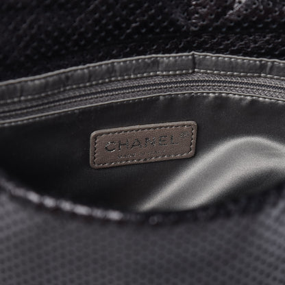 Chanel Metallic Crackled Calfskin Large Perforated Drill Flap Black 6 of 12