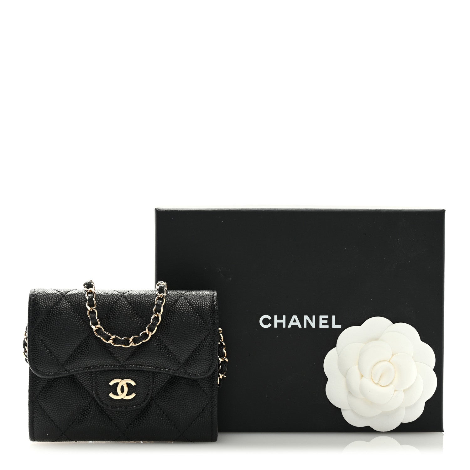 Chanel Caviar Quilted Flap Card Holder On Chain Black 10 of 10