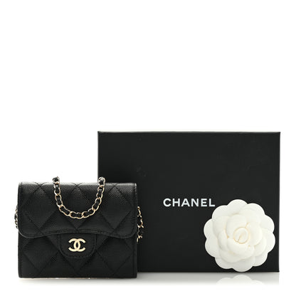 Chanel Caviar Quilted Flap Card Holder On Chain Black 10 of 10