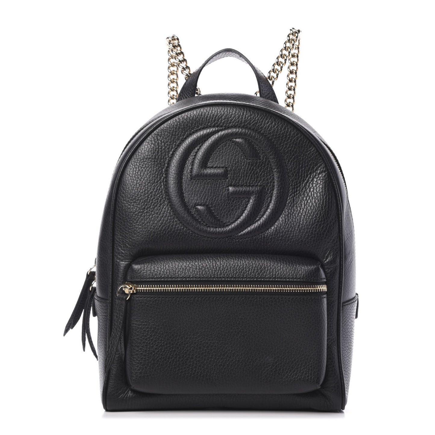 Pebbled Calfskin Soho Chain Backpack Black