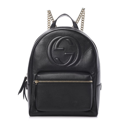 Gucci Pebbled Calfskin Soho Chain Backpack Black 1 of 9