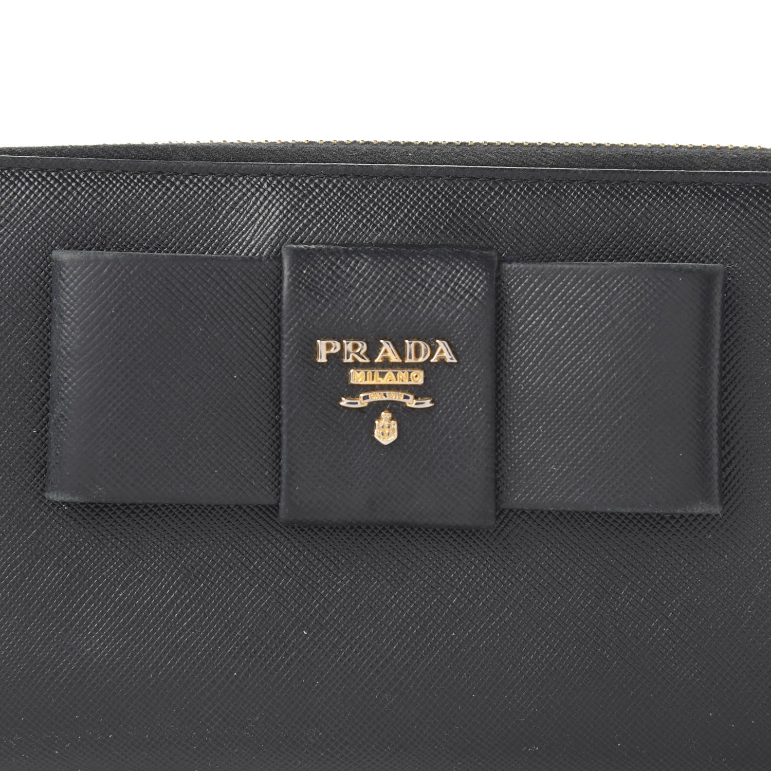 Prada Saffiano Fiocco Bow Zip Around Wallet Black 9 of 10