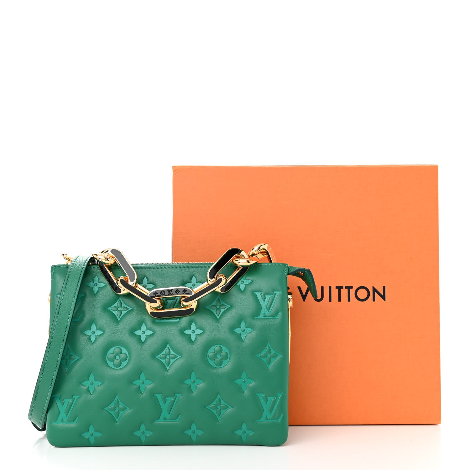 Louis Vuitton Lambskin Embossed Monogram Coussin BB Emeraude 11 of 11