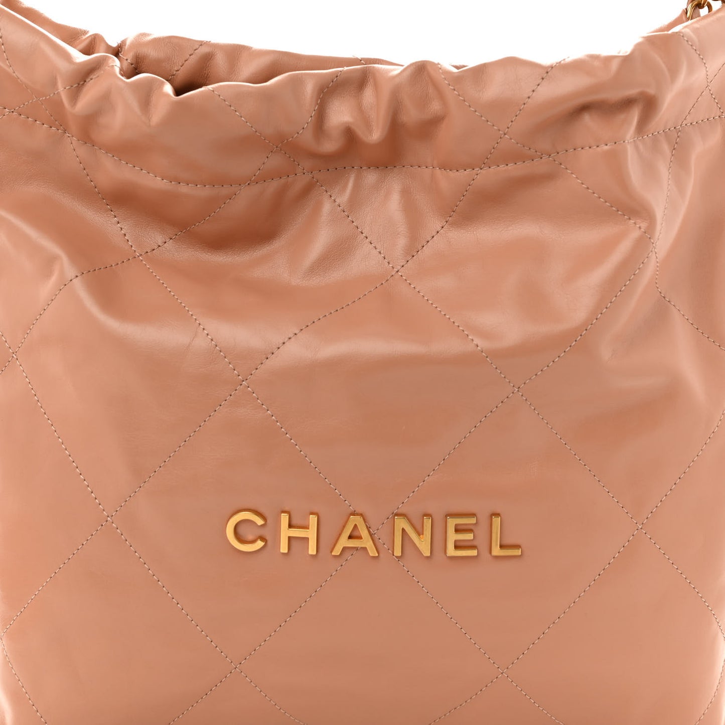 Shiny Calfskin Quilted Small Chanel 22 Beige