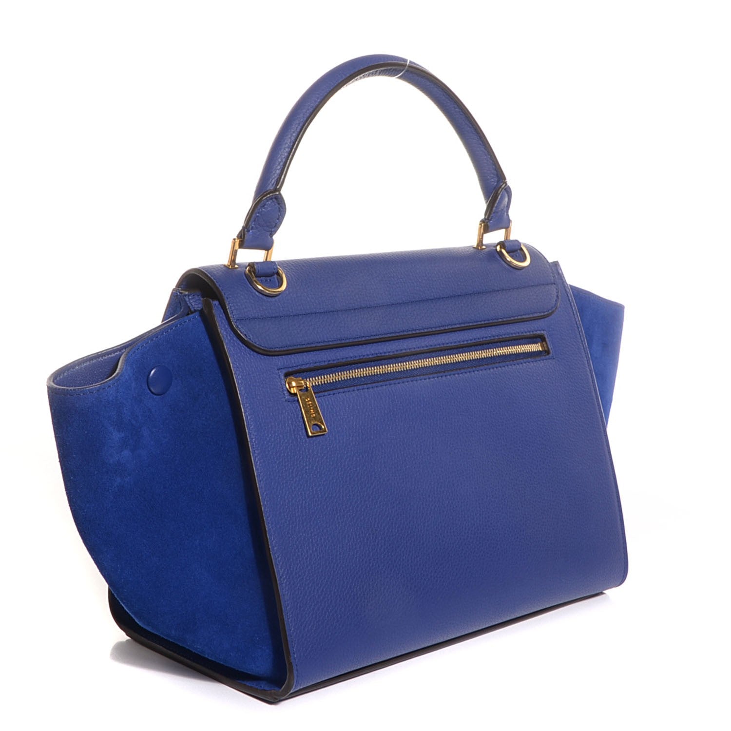 Celine Drummed Calfskin Suede Small Trapeze Indigo 3 of 10