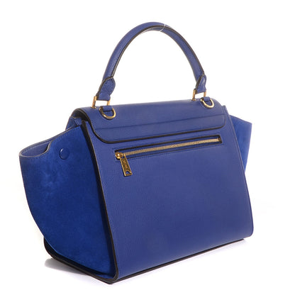 Celine Drummed Calfskin Suede Small Trapeze Indigo 3 of 10