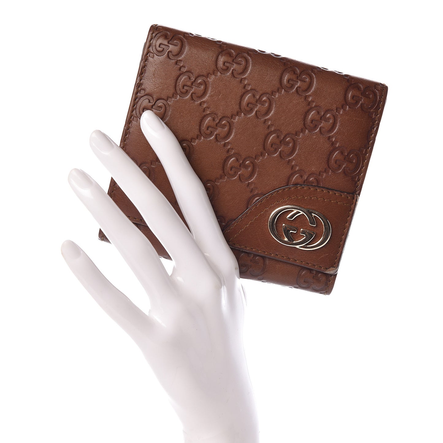 Guccissima New Britt Compact Wallet Brown