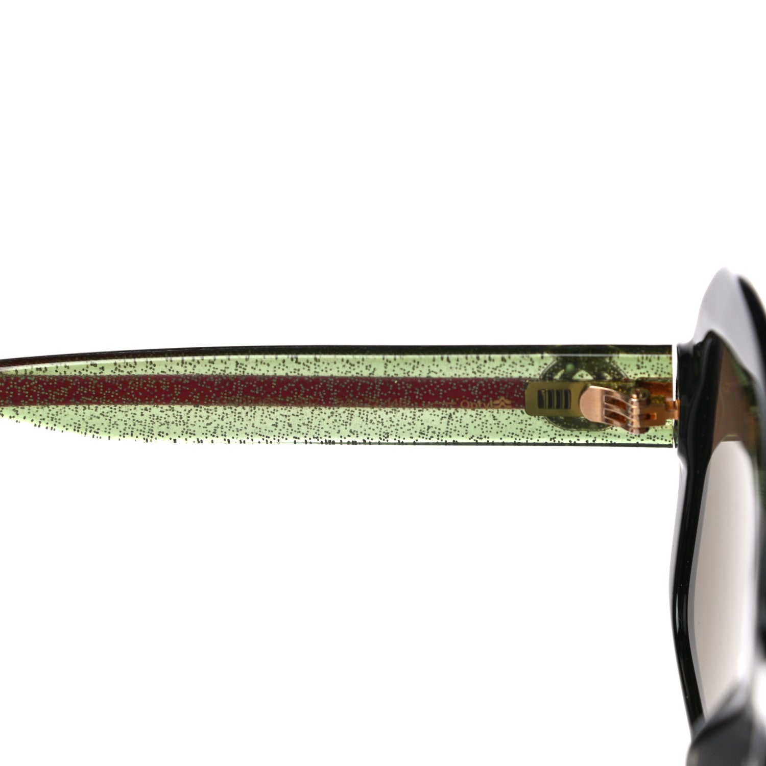 Gucci Acetate Square Frame Web Glitter Sunglasses GG0036S Black Green 6 of 7