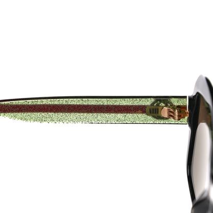 Gucci Acetate Square Frame Web Glitter Sunglasses GG0036S Black Green 6 of 7