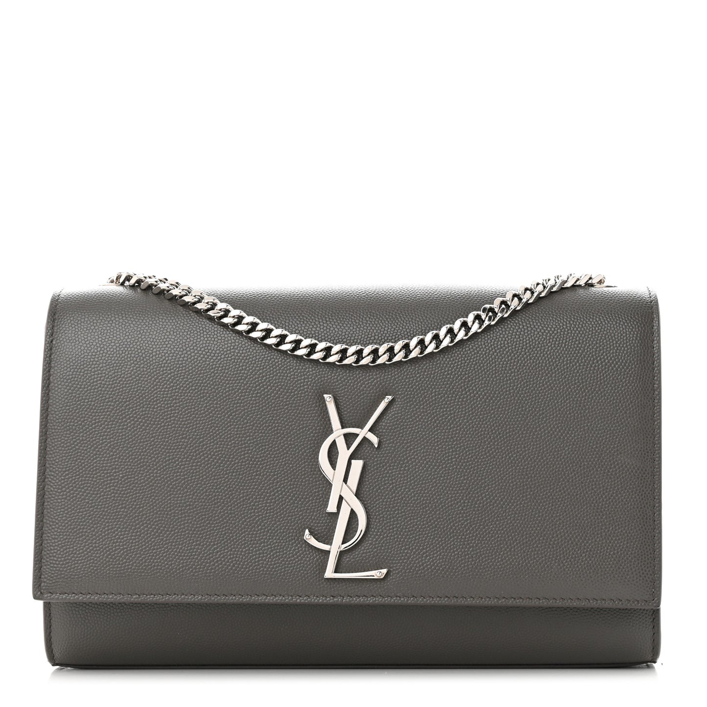 Grain De Poudre Medium Classic Monogram Kate Satchel Earth Grey