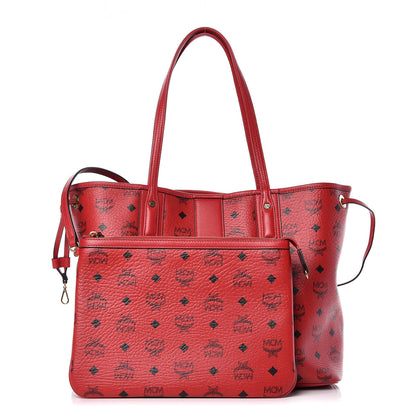 MCM Visetos Medium Liz Reversible Shopper Tote Ruby Red 4 of 14