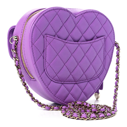 Chanel Lambskin Quilted CC In Love Heart Bag Purple 3 of 12