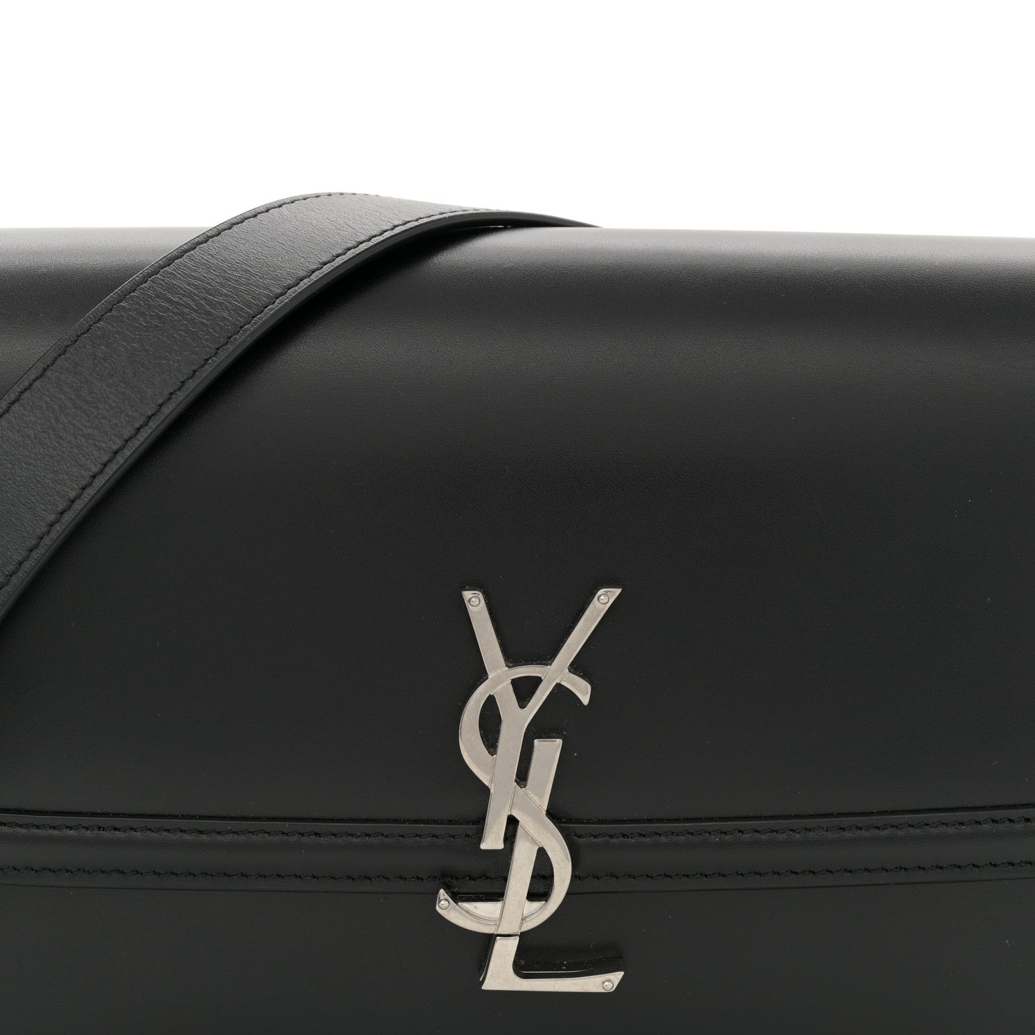 Saint Laurent Box Calfskin Monogram Medium Solferino Satchel Black 8 of 12