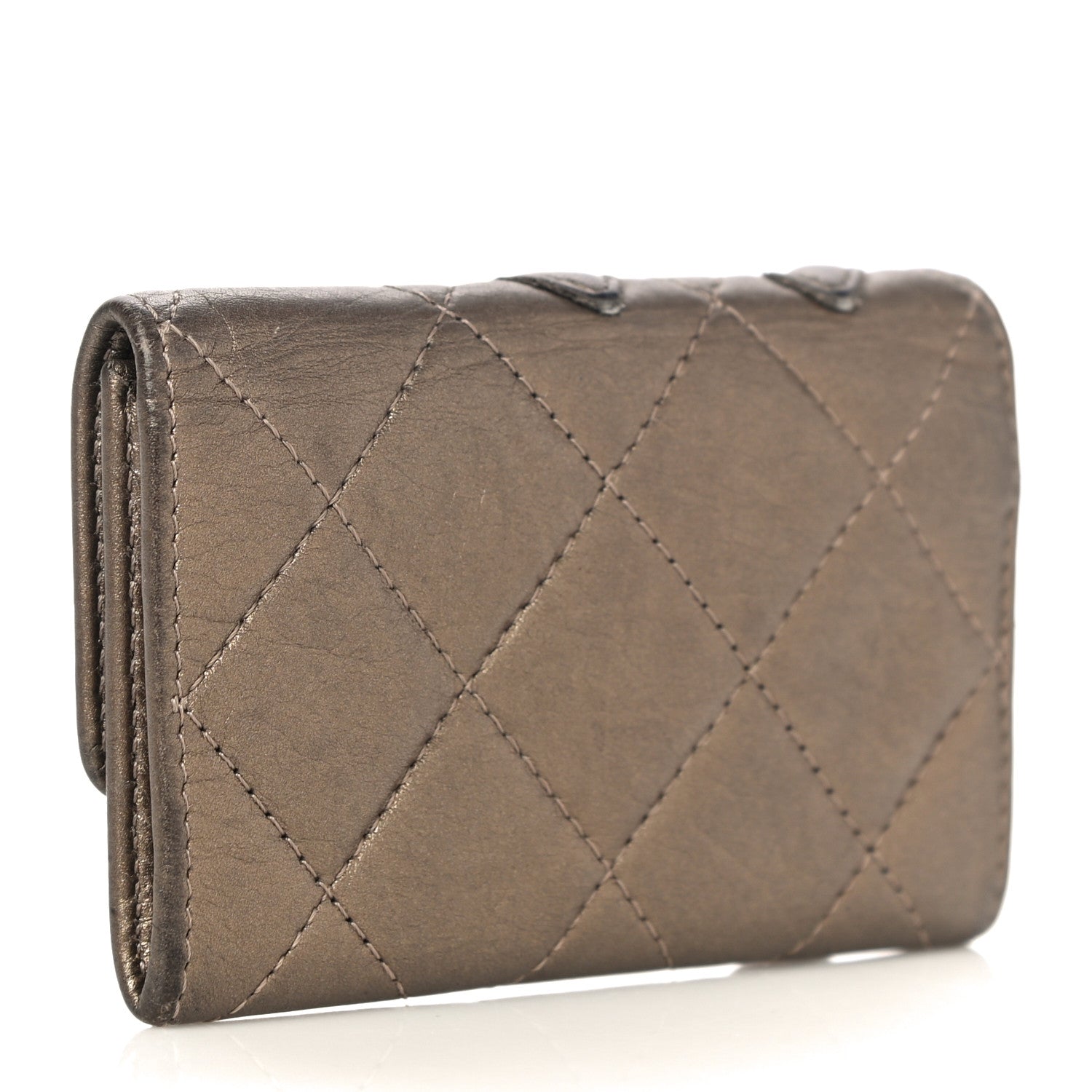 Chanel Metallic Calfskin Quilted Cambon Key Holder Case Bronze 3 of 23