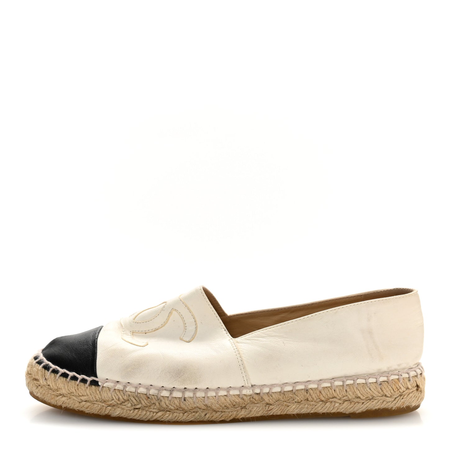 Lambskin CC Espadrilles 38 White Black