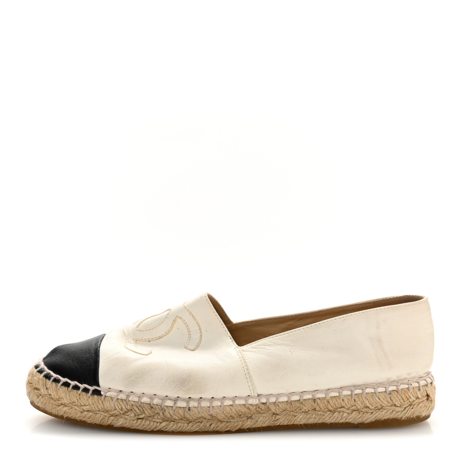 Chanel Lambskin CC Espadrilles 38 White Black 1 of 10