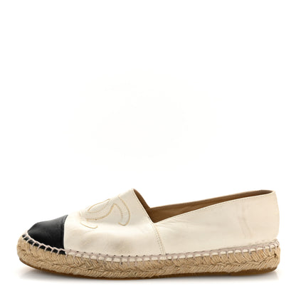 Chanel Lambskin CC Espadrilles 38 White Black 1 of 10