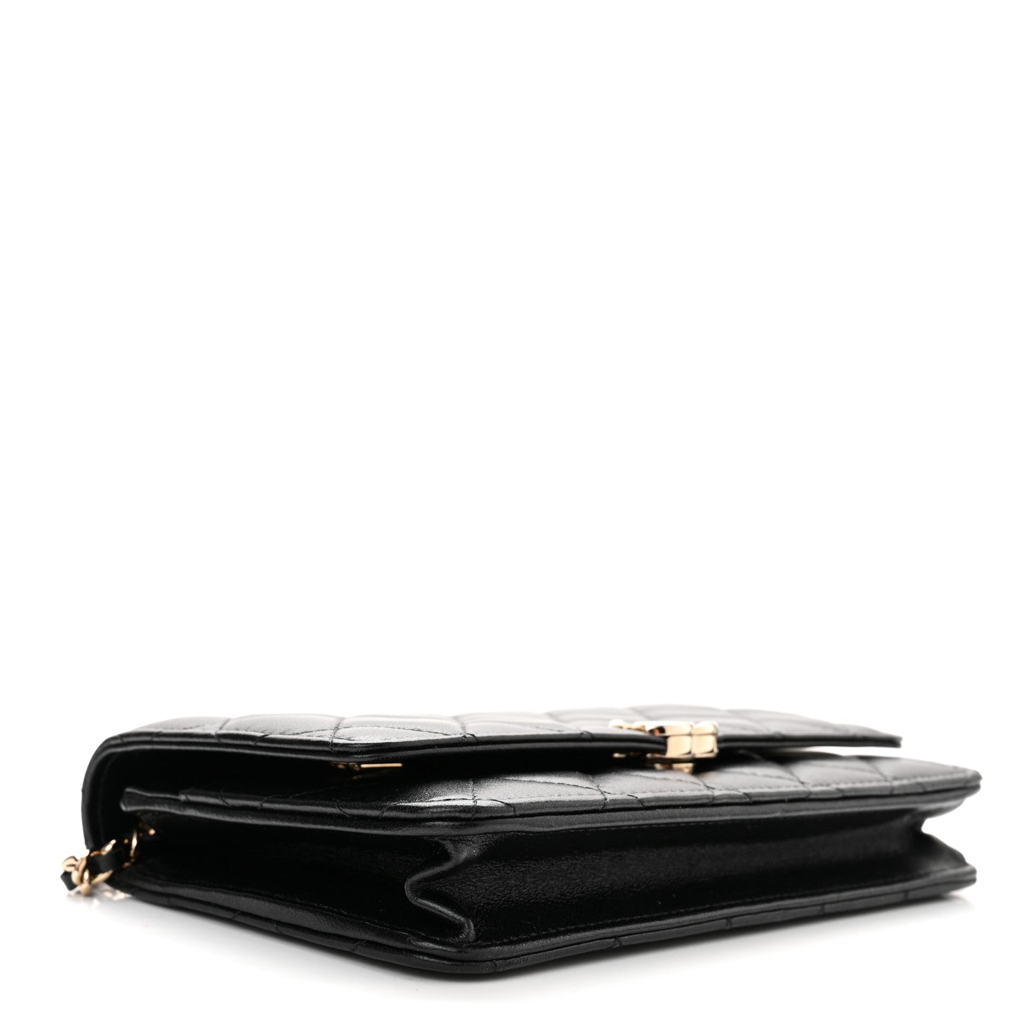 Chanel Lambskin Quilted Top Handle Wallet On Chain WOC Black 4 of 10