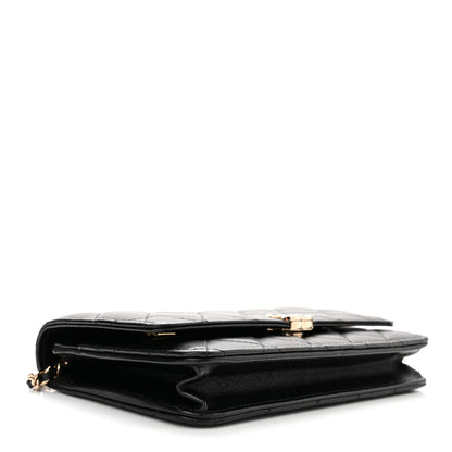 Chanel Lambskin Quilted Top Handle Wallet On Chain WOC Black 4 of 10