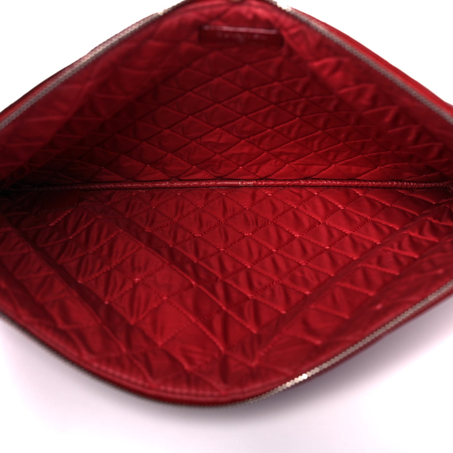 Lambskin Quilted Large Cosmetic Case Red