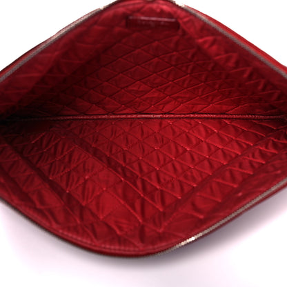 Chanel Lambskin Quilted Large Cosmetic Case Red 5 of 9