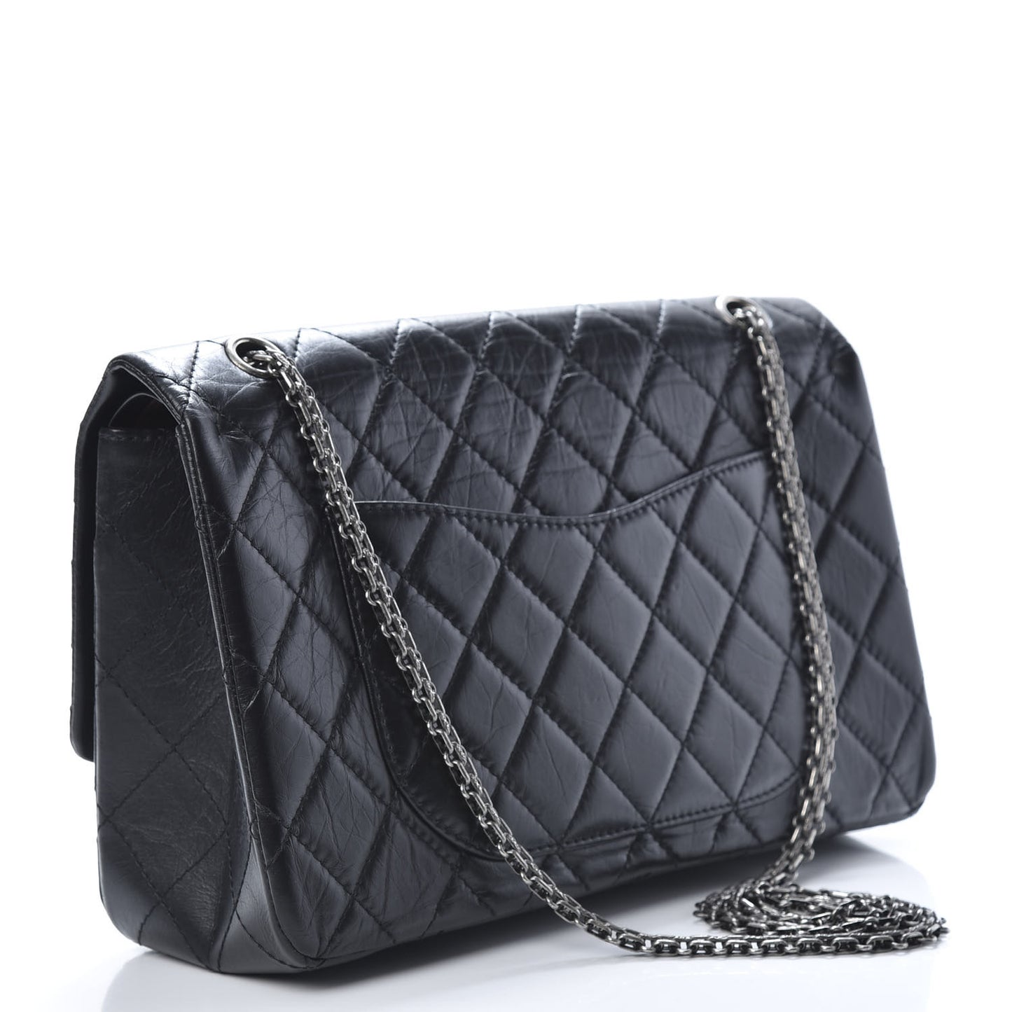 Aged Calfskin Quilted 2.55 Reissue 227 Flap Black