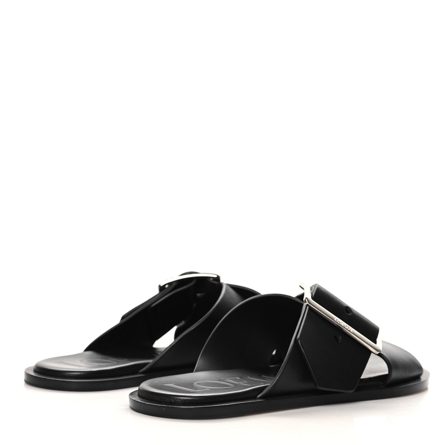 Calfskin Petal Belt Flat Sandal 36 Black