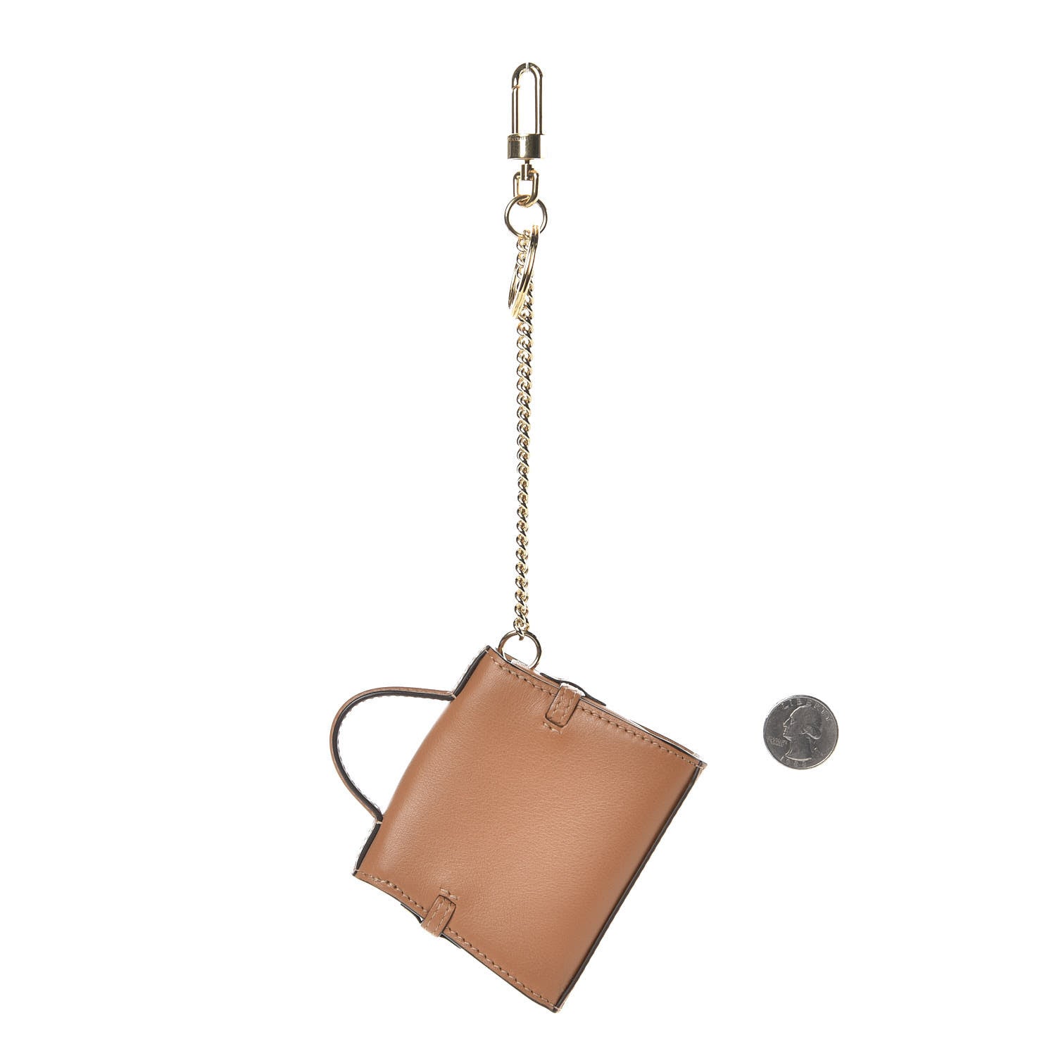 Delvaux Calfskin Tempete Bag Charm Camel 2 of 4