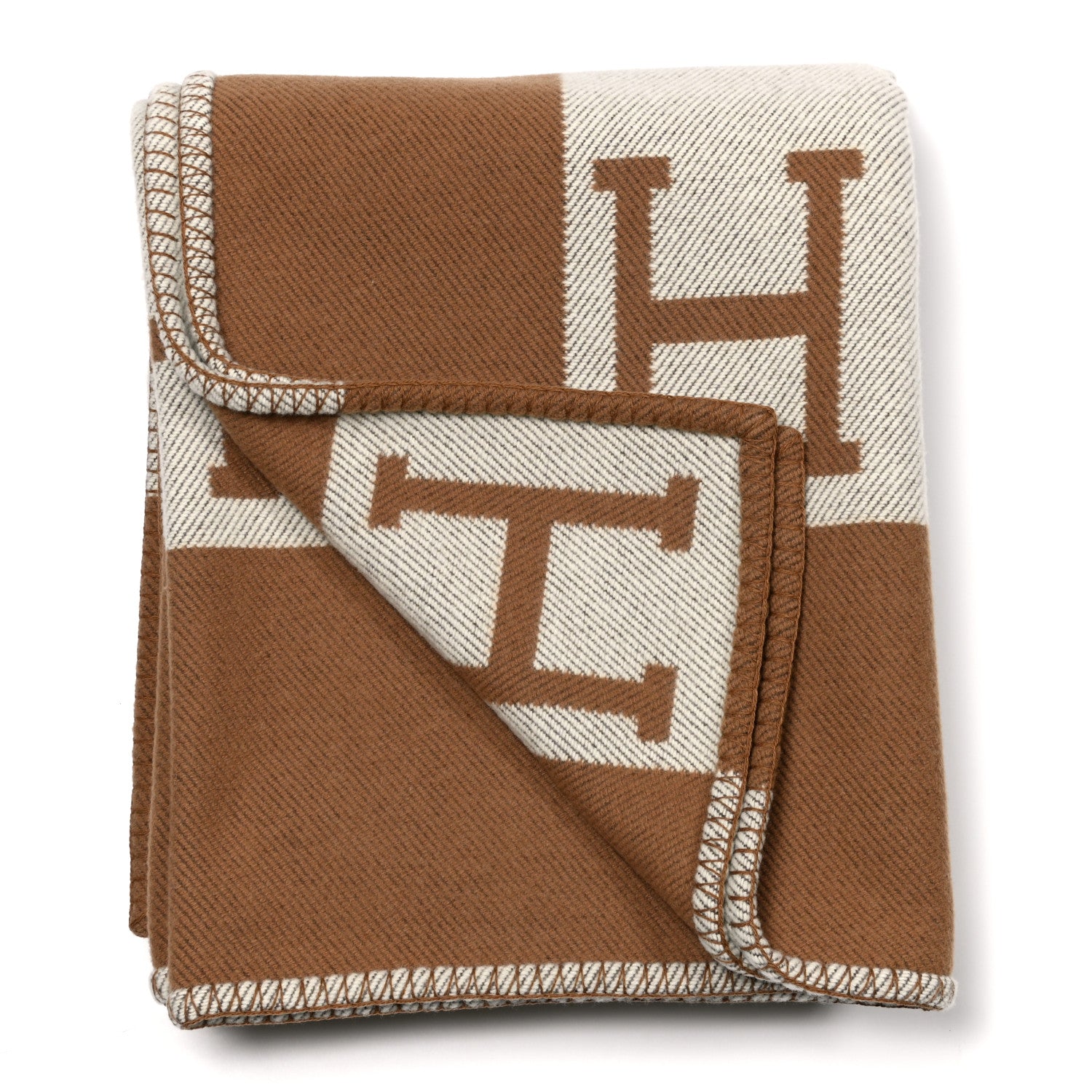 Hermes Wool Cashmere Avalon Blanket Ecru Camel 2 of 3