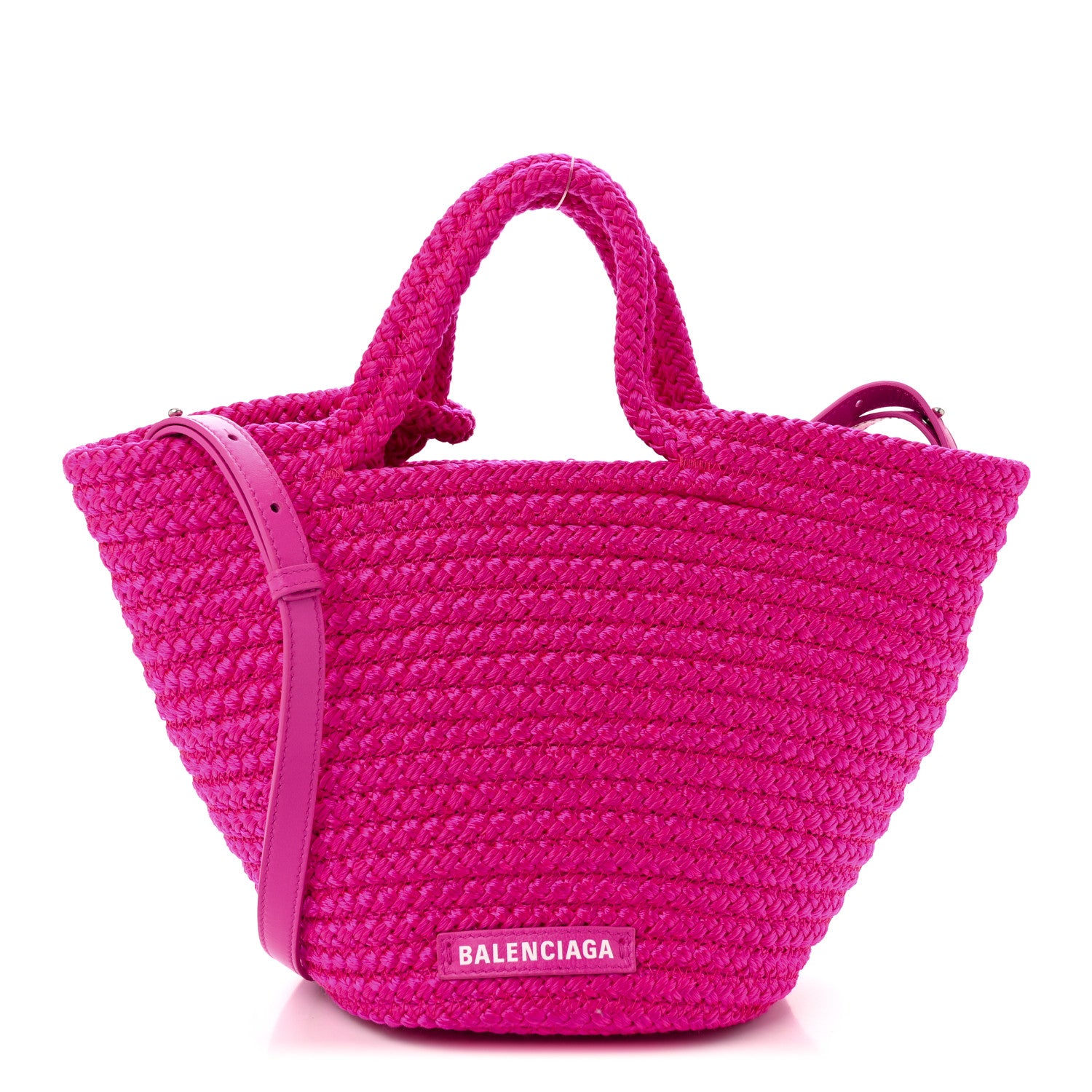 Balenciaga Nylon Lambskin Woven Small Ibiza Basket With Strap Lipstick Pink 1 of 10