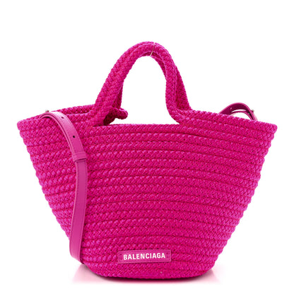 Balenciaga Nylon Lambskin Woven Small Ibiza Basket With Strap Lipstick Pink 1 of 10