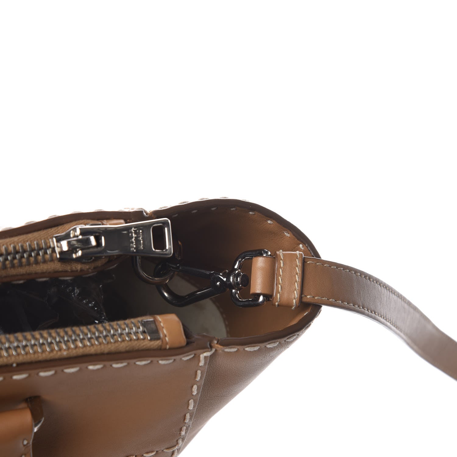 Prada City Calf Small Hand Stitched Galleria Double Zip Tote Caramel 15 of 15