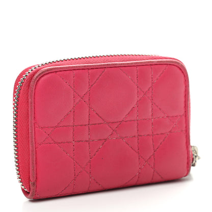 Christian Dior Lambskin Cannage Mini Lady Dior Zip Portemonnaie Fuchsia 3 of 13