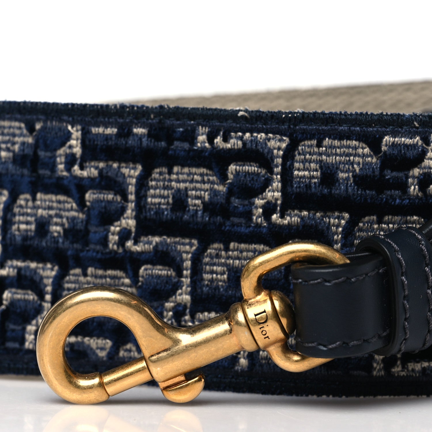 Christian Dior Velvet Oblique Shoulder Strap Blue 3 of 7