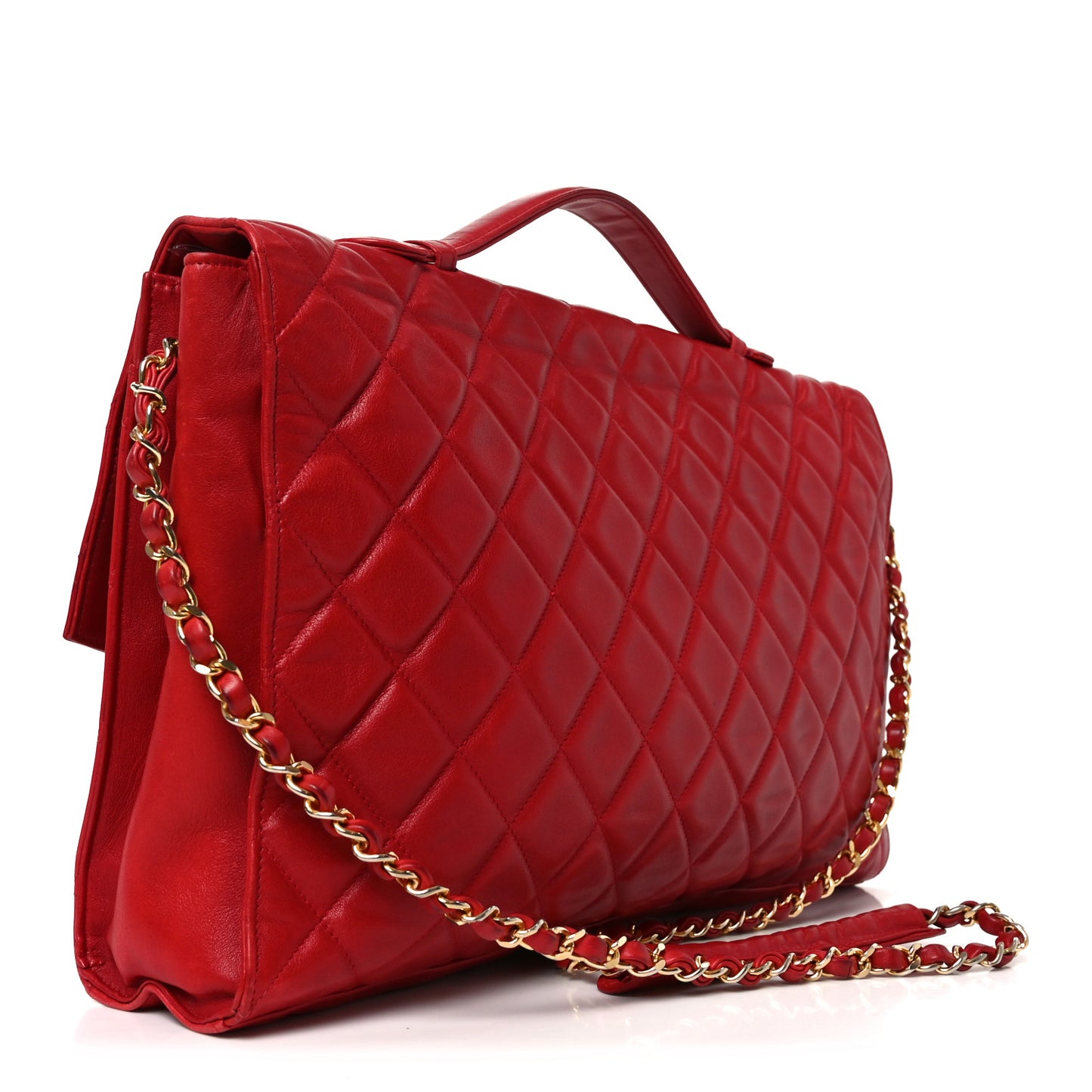 Lambskin Quilted Single Flap Red