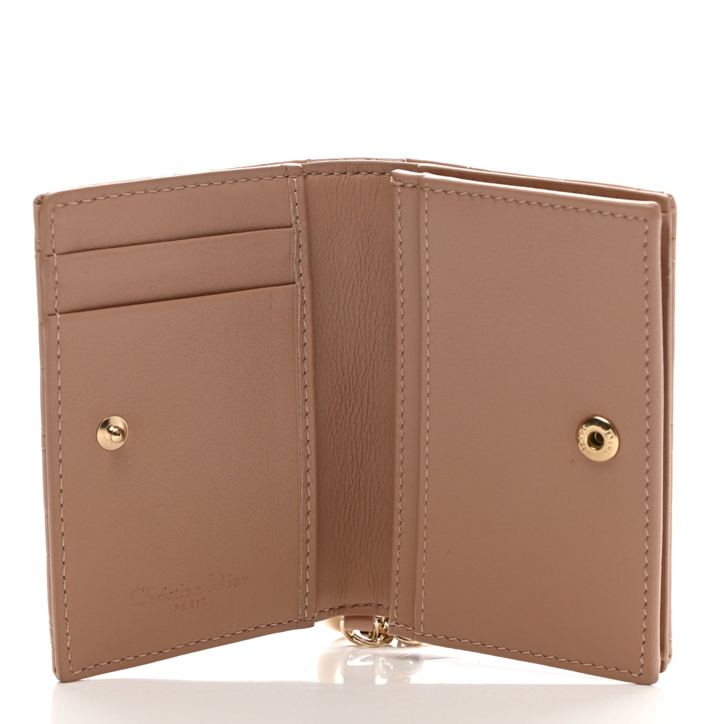 Patent Cannage Small Lady Dior Flap Card Holder Rose De Vents