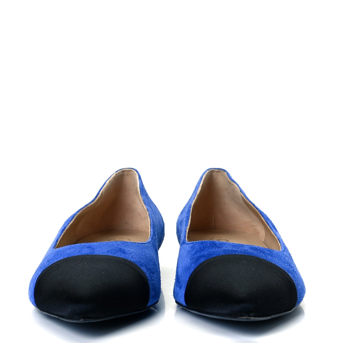 Suede Satin Cap Toe Gabrielle Ballerina Flats 39 Royal Blue Black